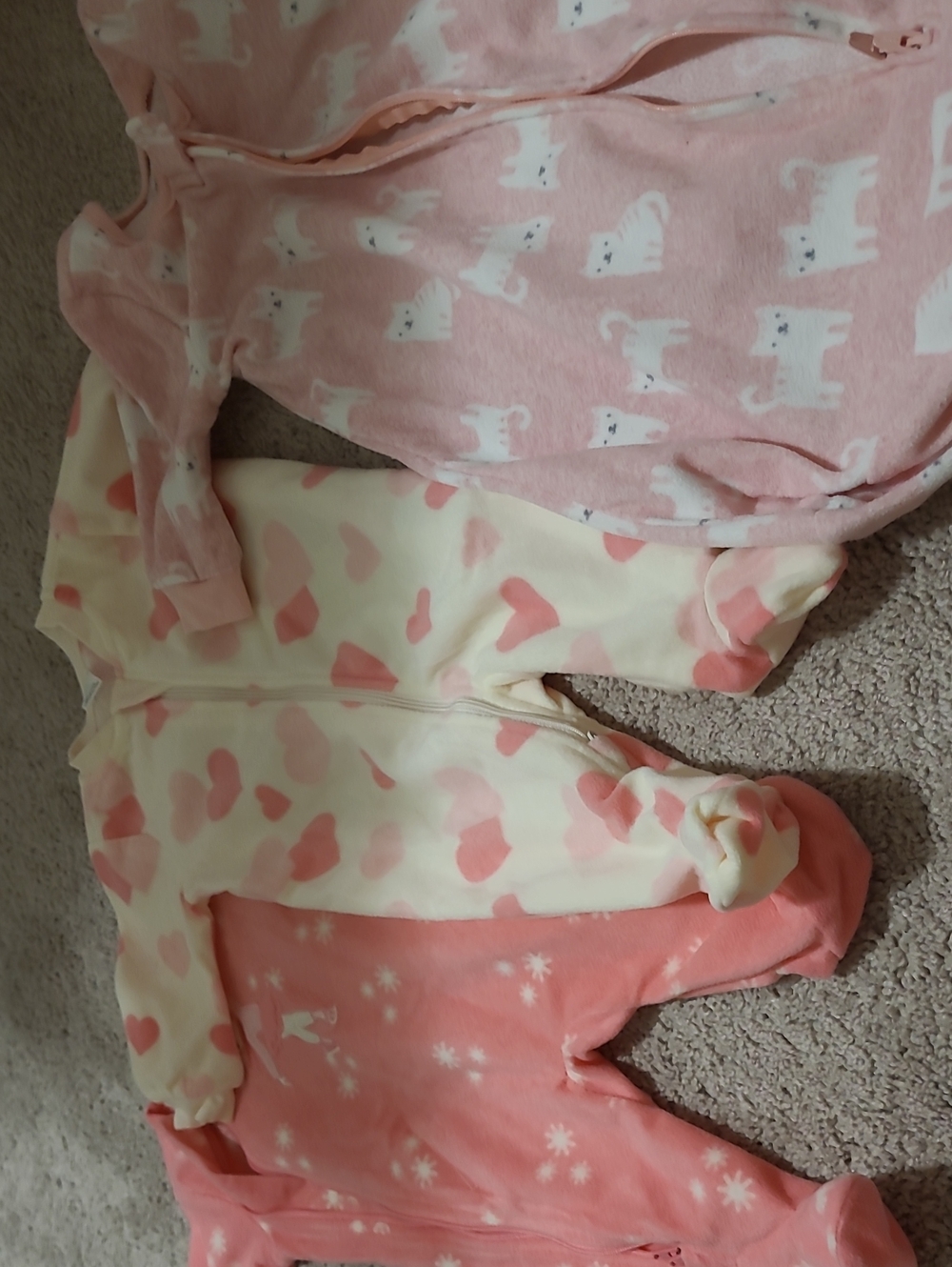 Bundle of Pink & Cream Baby Footed Sleepers